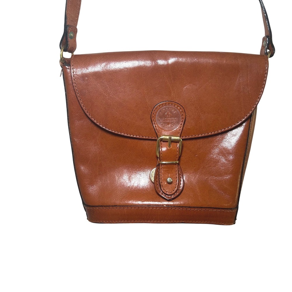 Firenze L'Antico Pellaio Vintage Italian Leather Crossbody Bag Cognac Brown